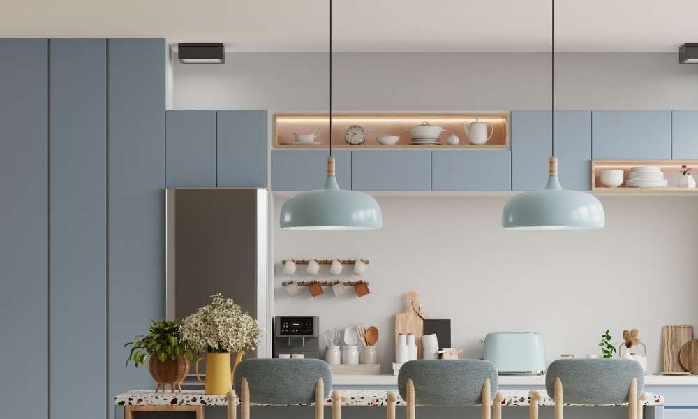 Choose Hanging Light for Navy Blue Kitchen