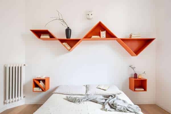 Built-in shelves on your bedroom  back wall 
