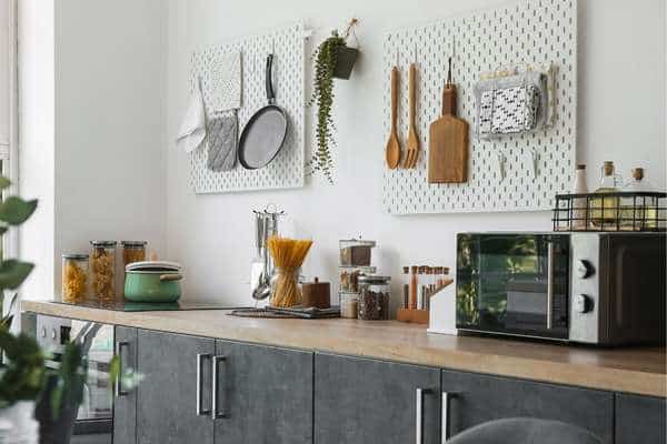 Hang a Pegboard on The compact kitchen Wall